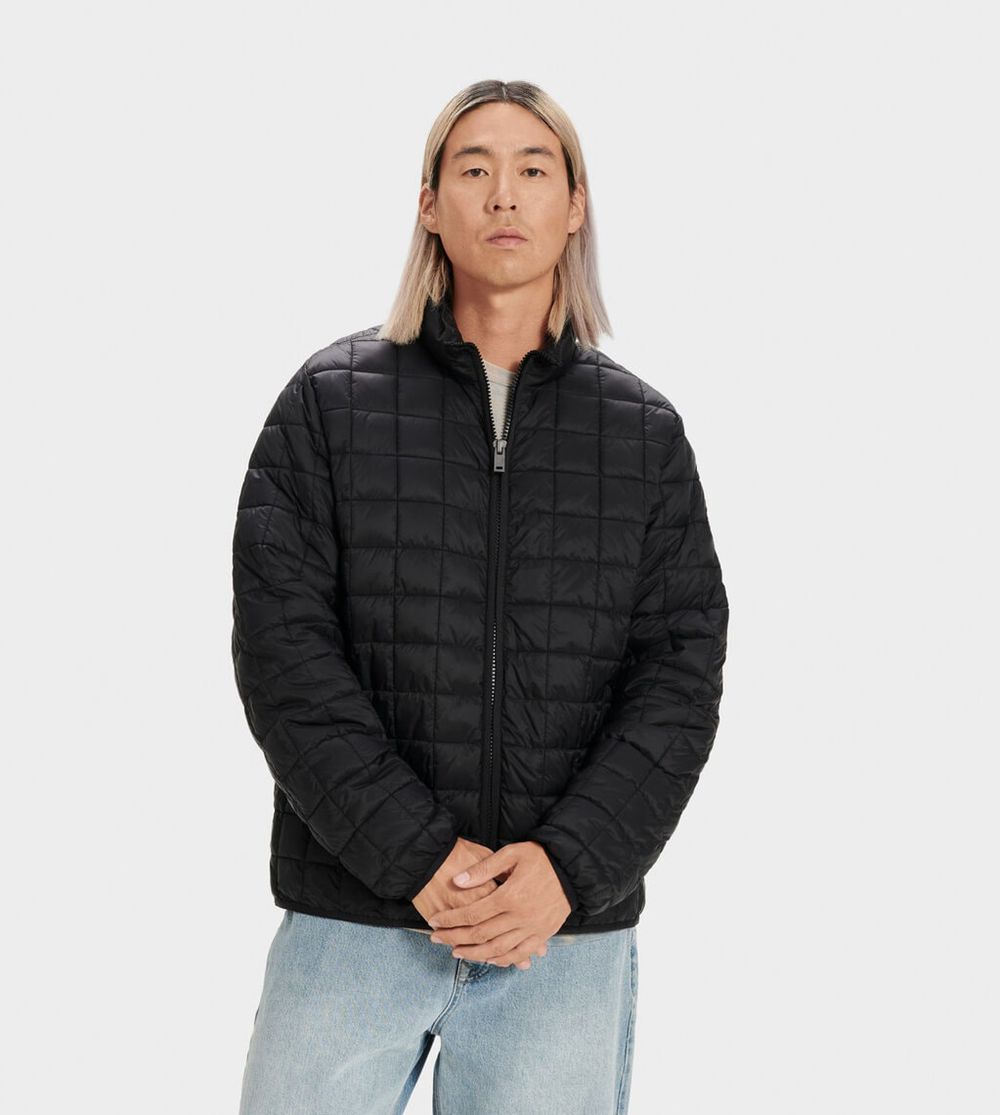 Ugg Jacket Mens - Ugg Joel Packable Quilted Black - 593OLBYXT